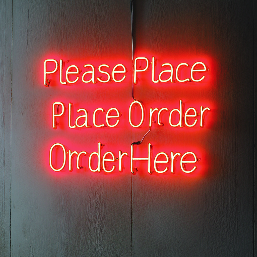 "Please Place Order Here" - Red Neon Sign, 24 Inches
