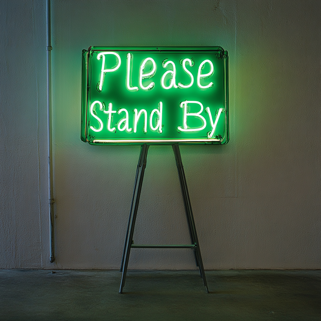Please Stand By - Green Neon Sign, 24 Inches