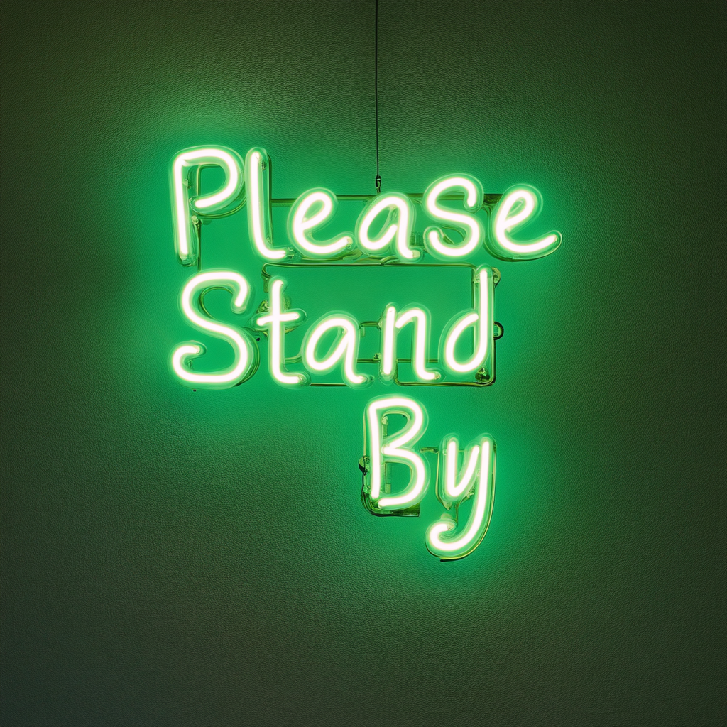 Please Stand By - Green Neon Sign, 18 Inches