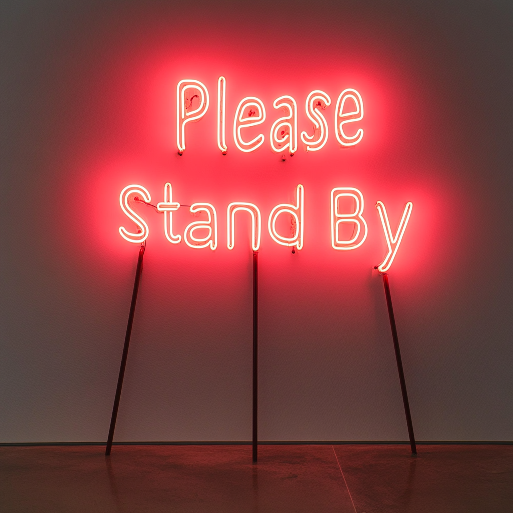Please Stand By - Red Neon Sign, 24 Inches