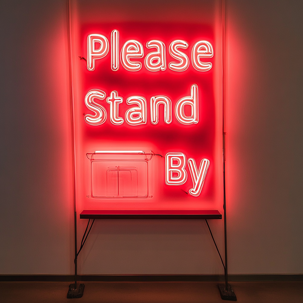 Please Stand By - Red Neon Sign, 24 Inches