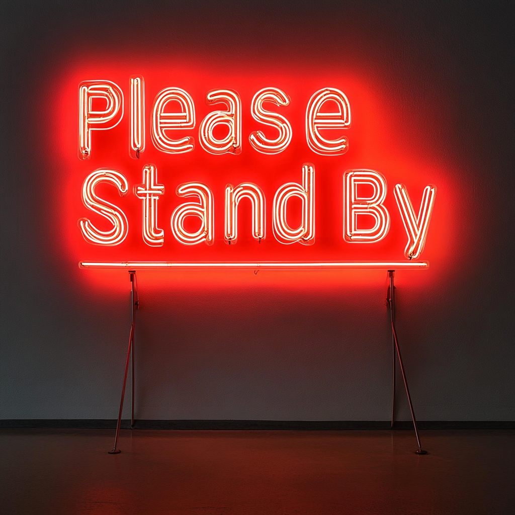 Please Stand By - Red Neon Sign, 24 Inches