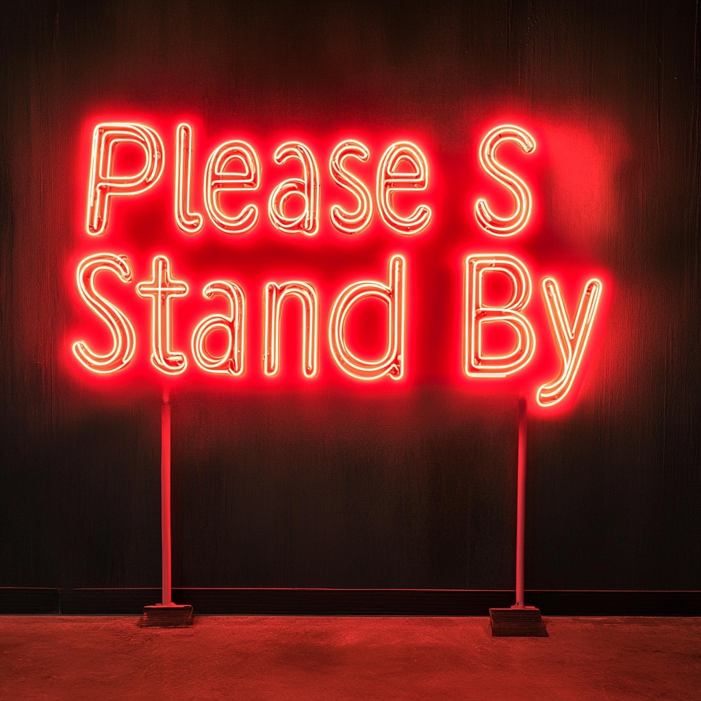 Please Stand By - Red Neon Sign, 18 Inches