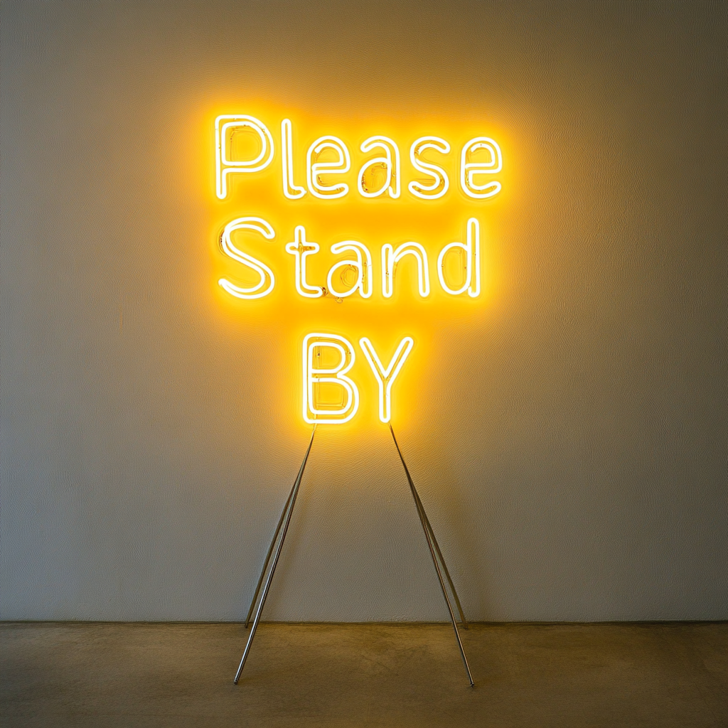 Please Stand By - Yellow Neon Sign, 24 Inches