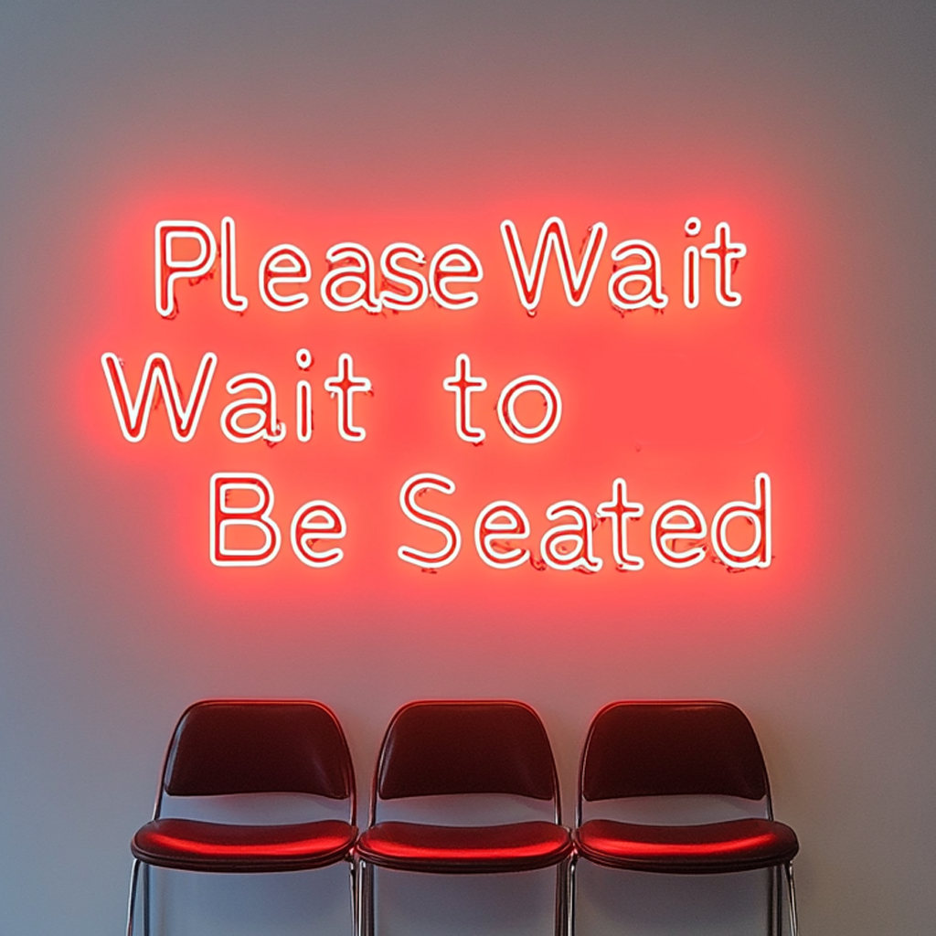 "Please Wait to Be Seated" - Red Neon Sign, 24 Inches
