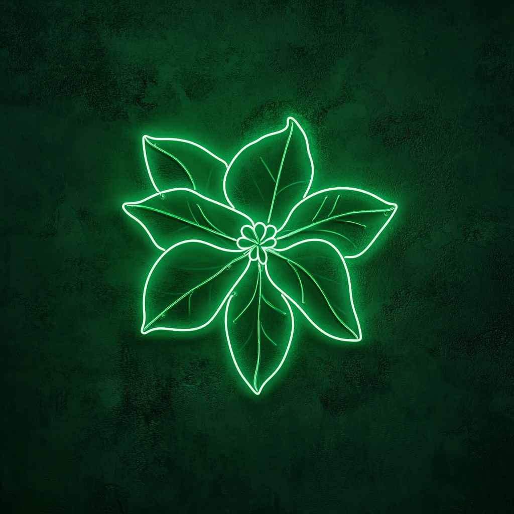 Poinsettia - Green Neon Sign, 18 Inches