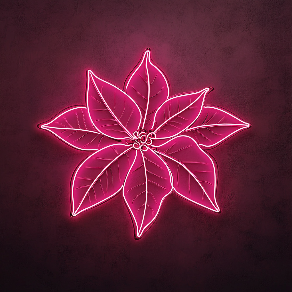 Poinsettia - Pink Neon Sign, 24 Inches