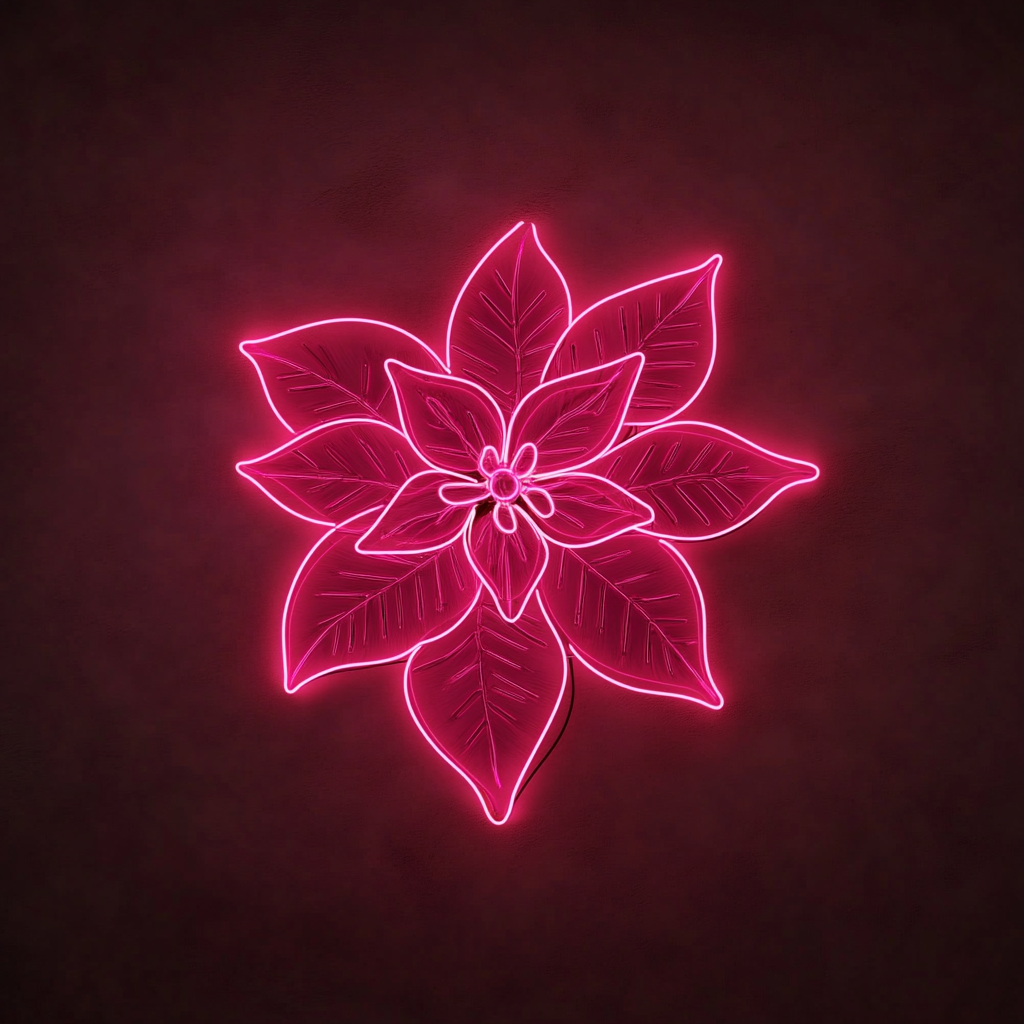 Poinsettia - Pink Neon Sign, 18 Inches