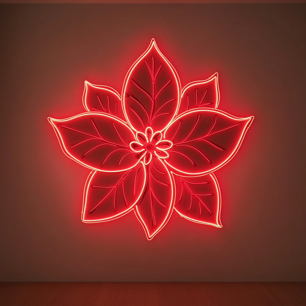 Poinsettia - Red Neon Sign, 18 Inches