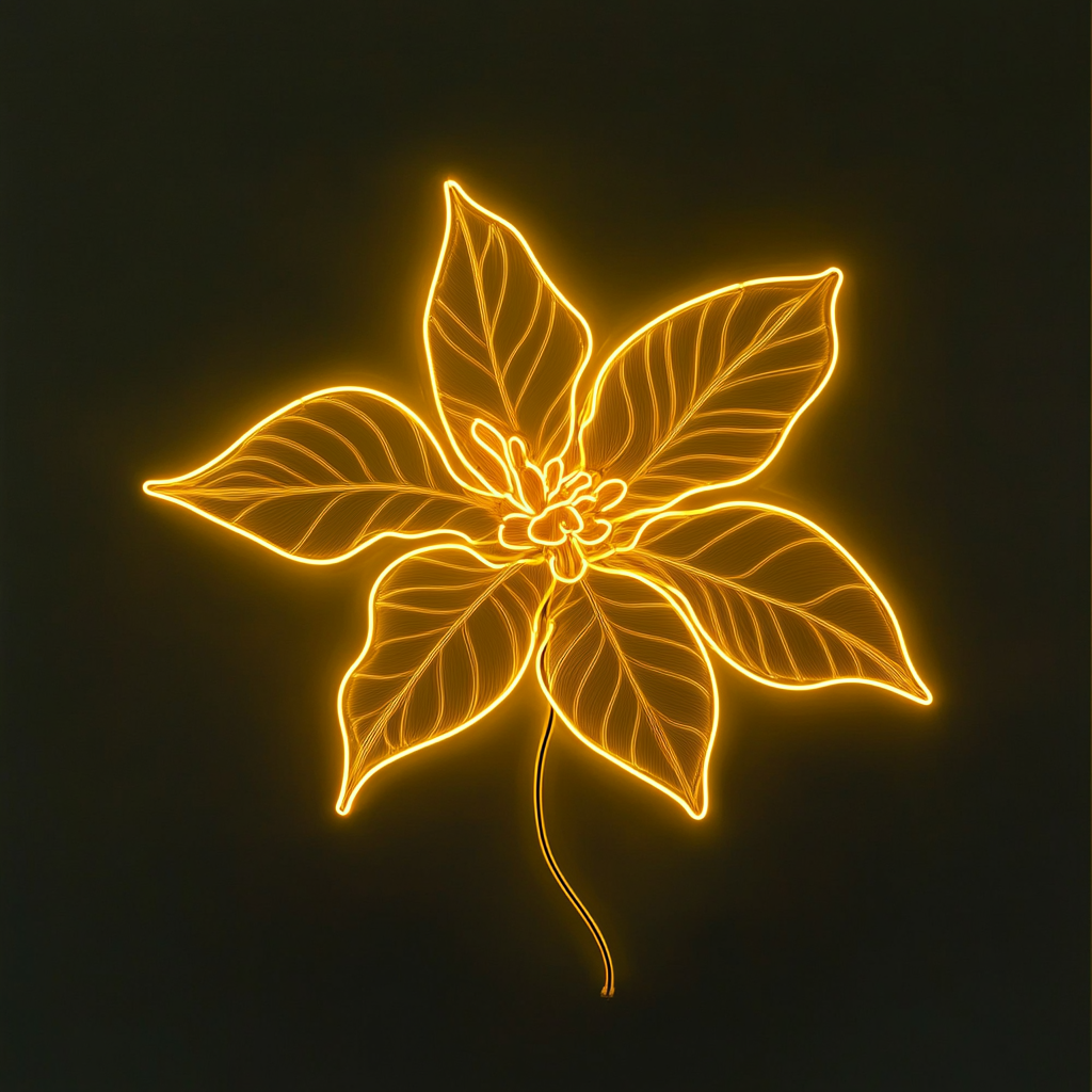 Poinsettia - Yellow Neon Sign, 18 Inches