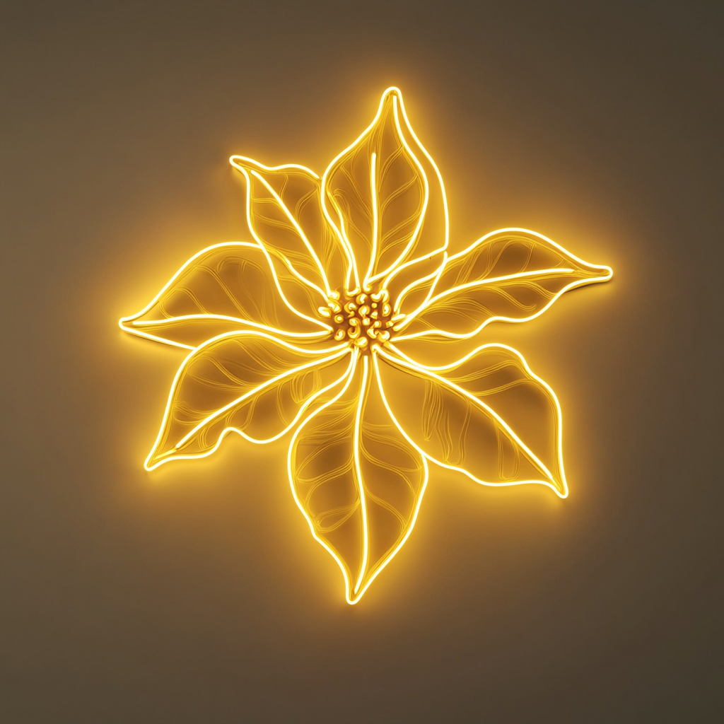 Poinsettia - Yellow Neon Sign, 24 Inches