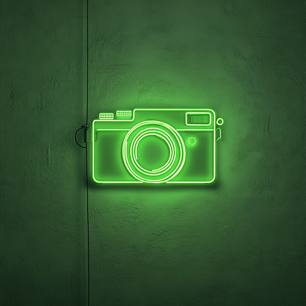 Polaroid Camera - Green Neon Sign, 18 Inches