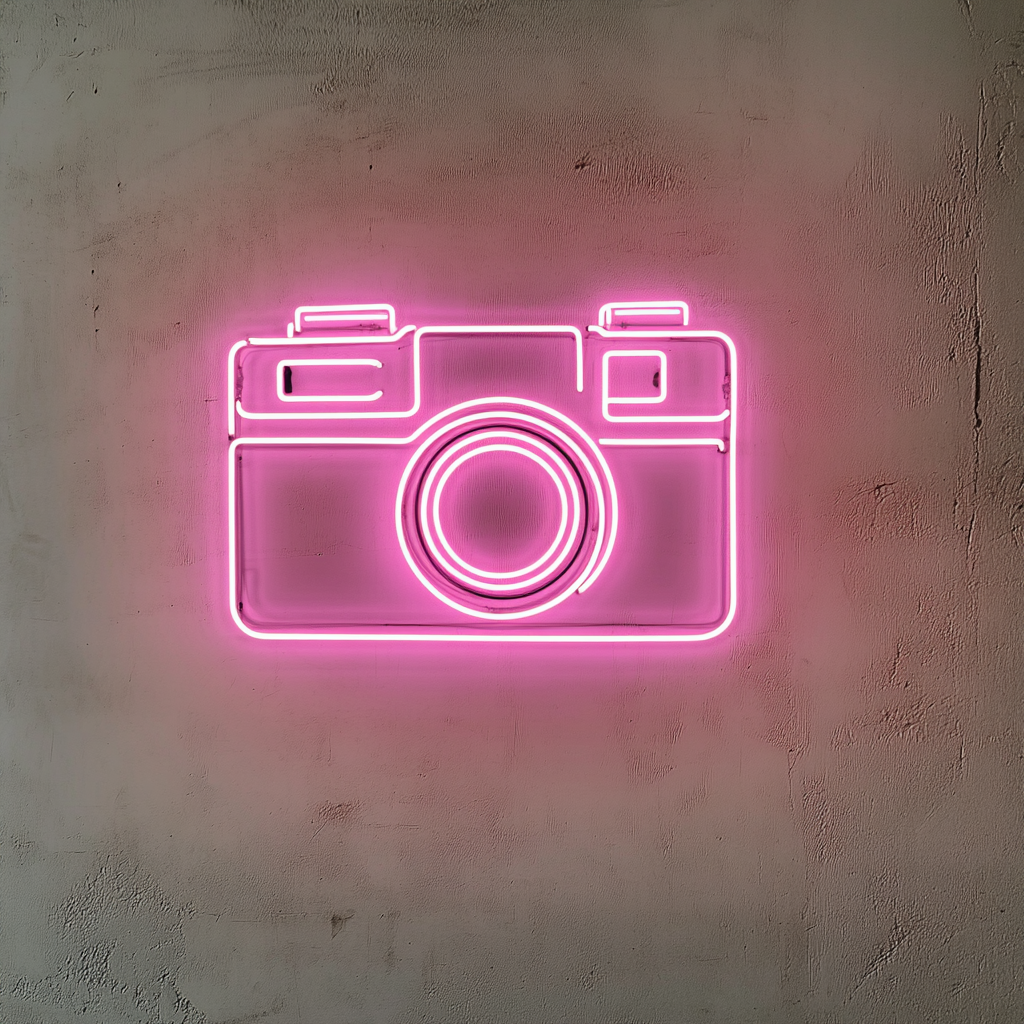 Polaroid Camera - Pink Neon Sign, 24 Inches