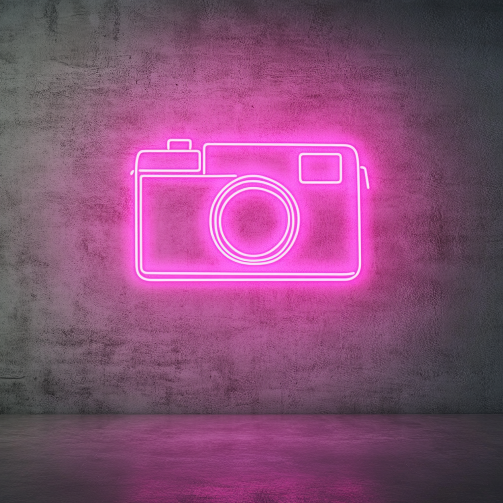 Polaroid Camera - Pink Neon Sign, 18 Inches