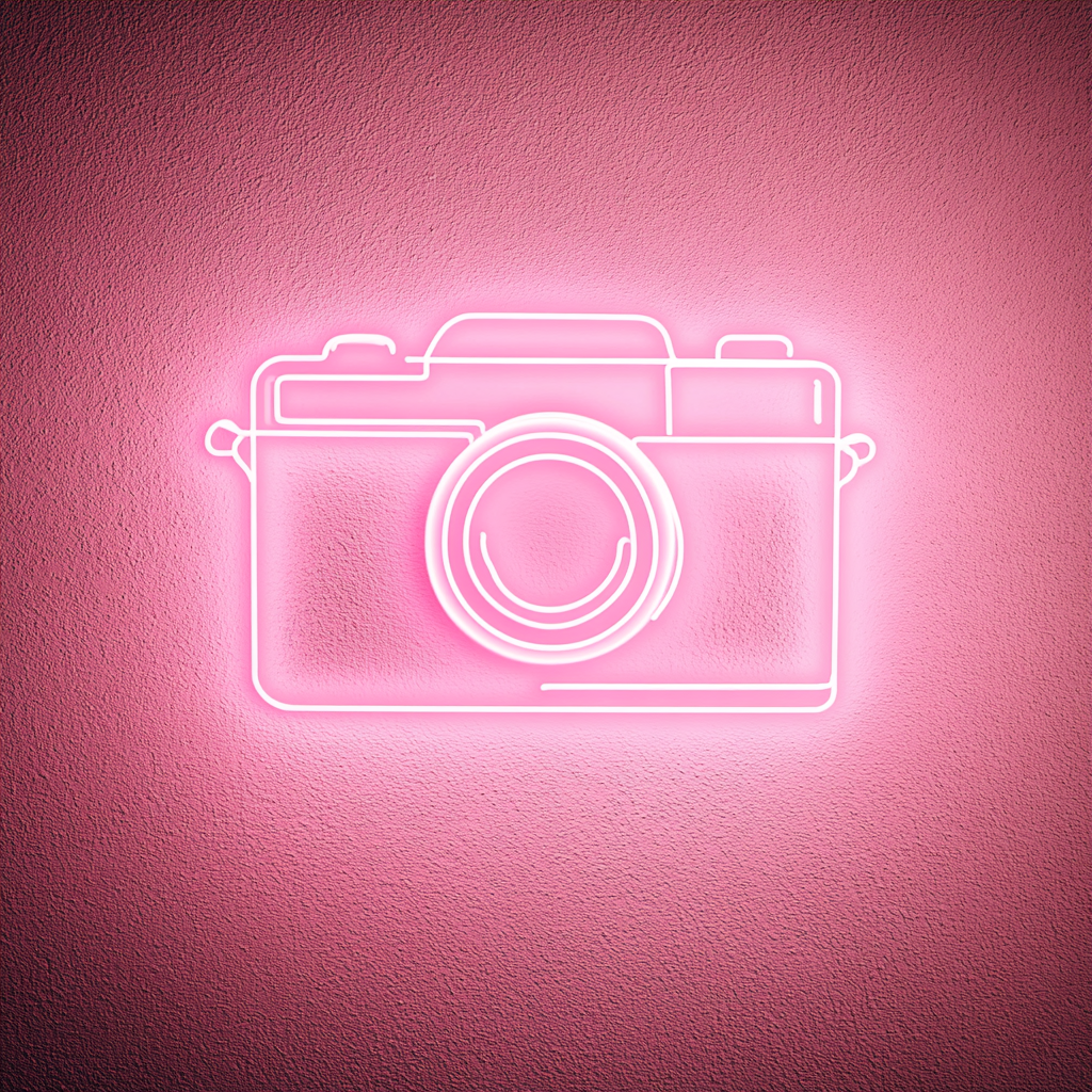 Polaroid Camera - Pink Neon Sign, 24 Inches