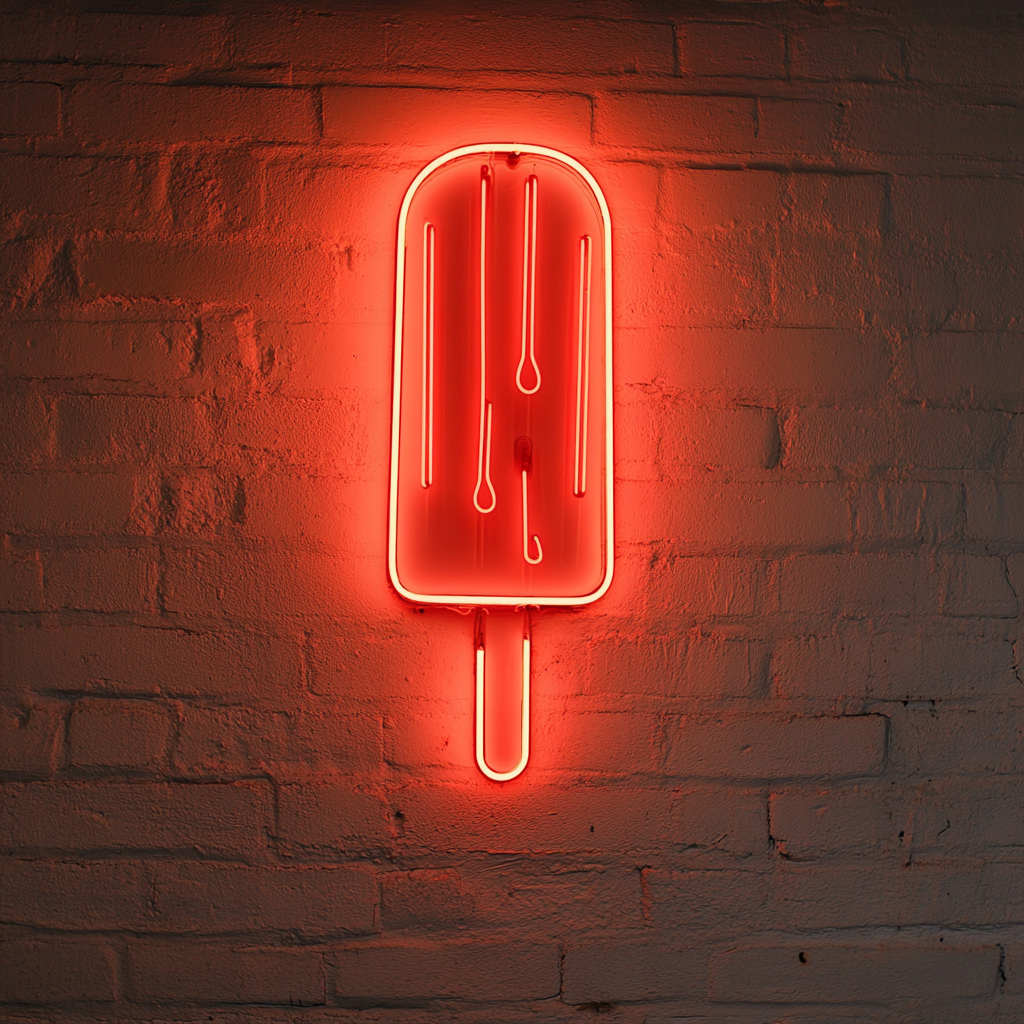 Popsicle Dripping - Red Neon Sign, 18 Inches