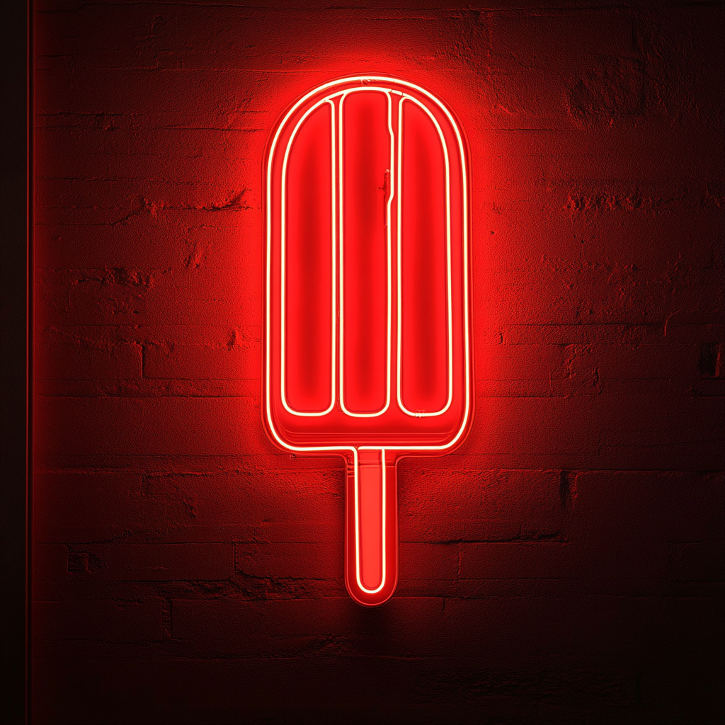 Popsicle Dripping - Red Neon Sign, 18 Inches