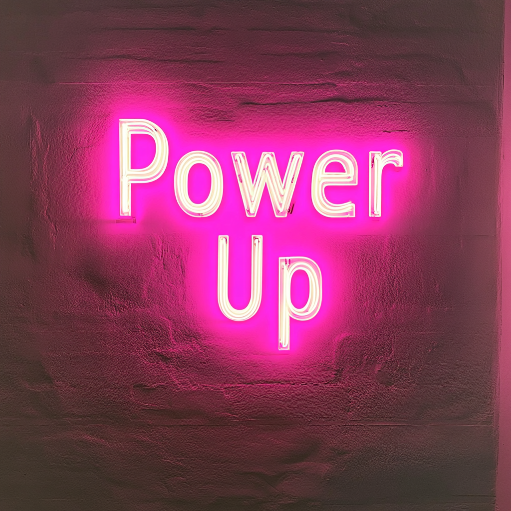 "Power Up" - Pink Neon Sign, 24 Inches