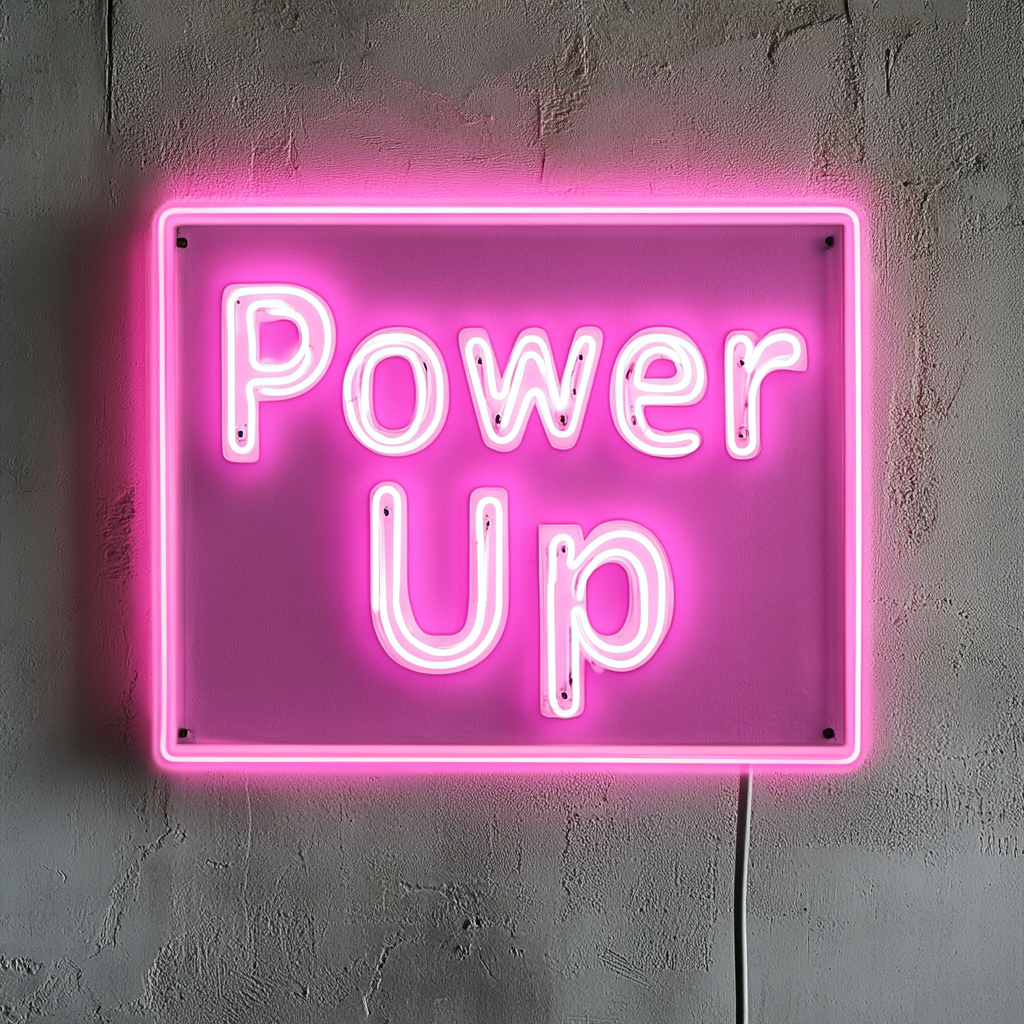"Power Up" - Pink Neon Sign, 24 Inches