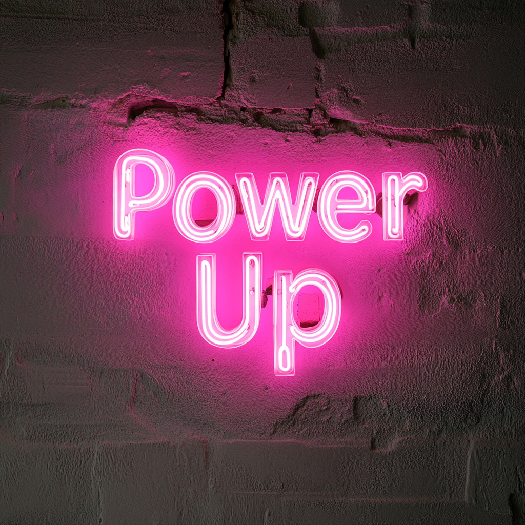 "Power Up" - Pink Neon Sign, 24 Inches
