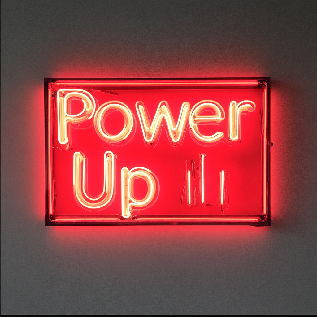 "Power Up" - Red Neon Sign, 24 Inches
