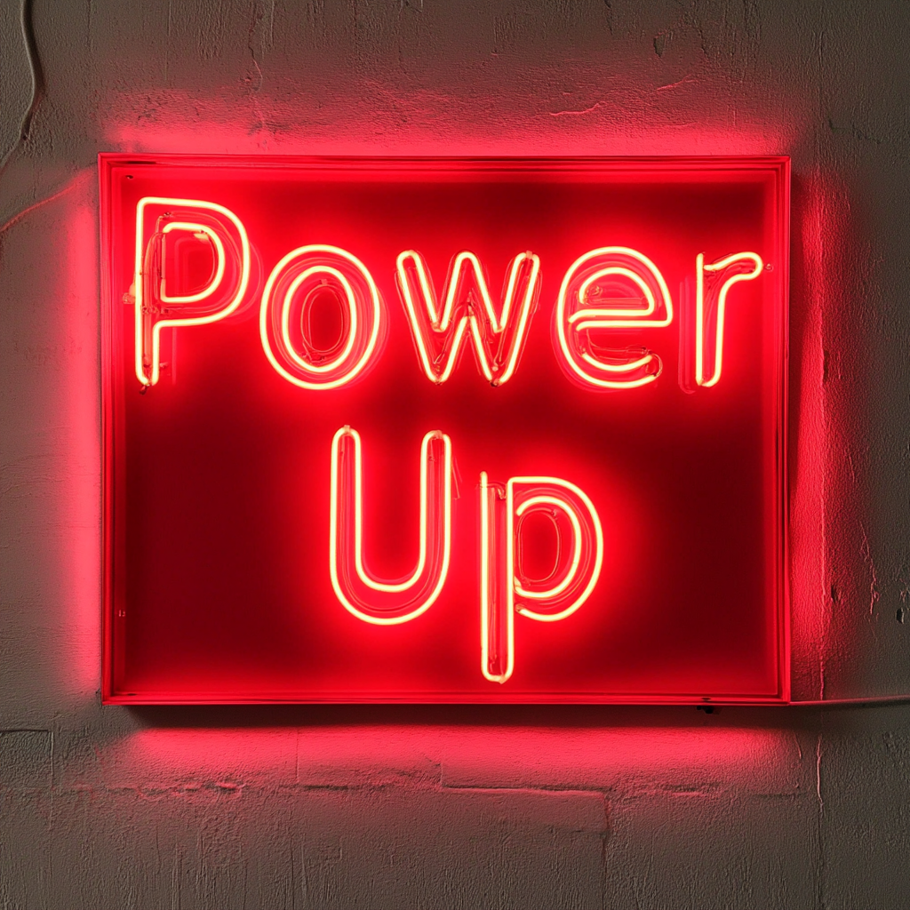 "Power Up" - Red Neon Sign, 24 Inches