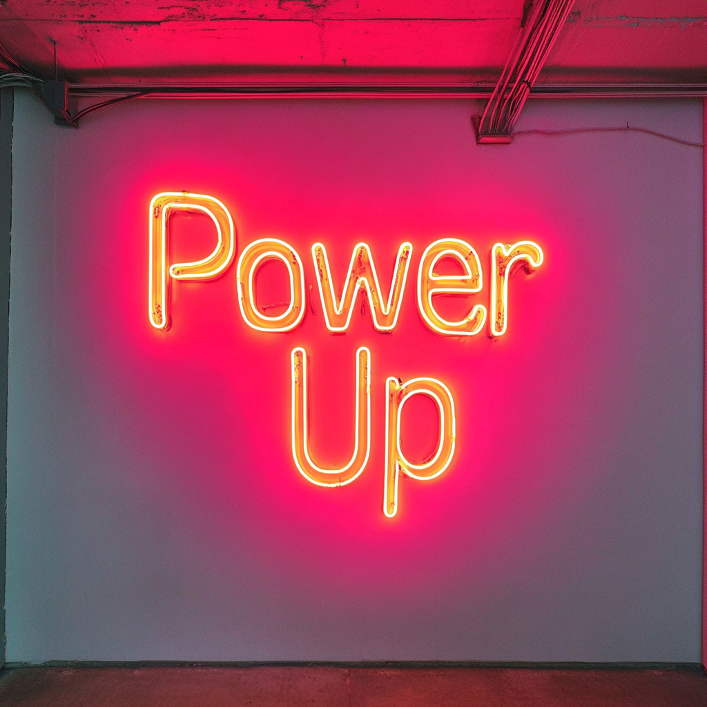 "Power Up" - Red Neon Sign, 24 Inches