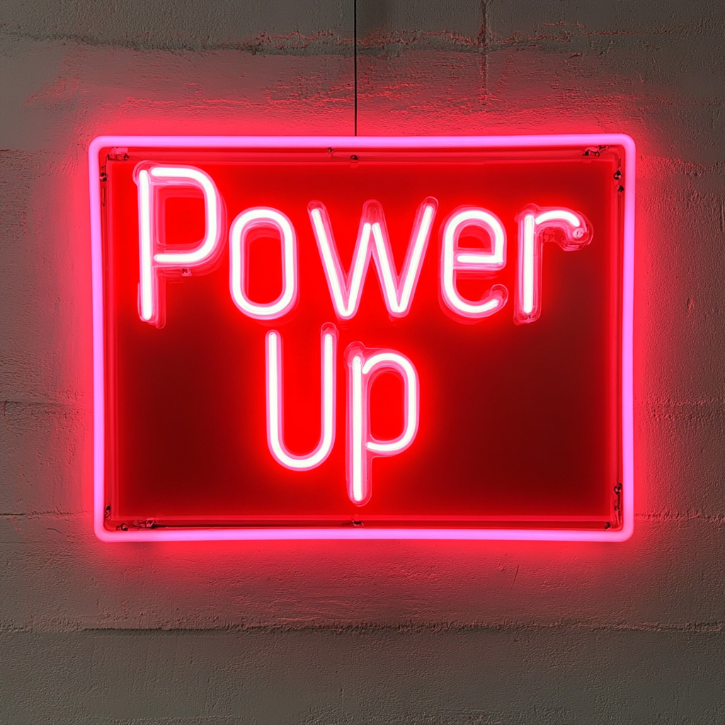 "Power Up" - Red Neon Sign, 24 Inches