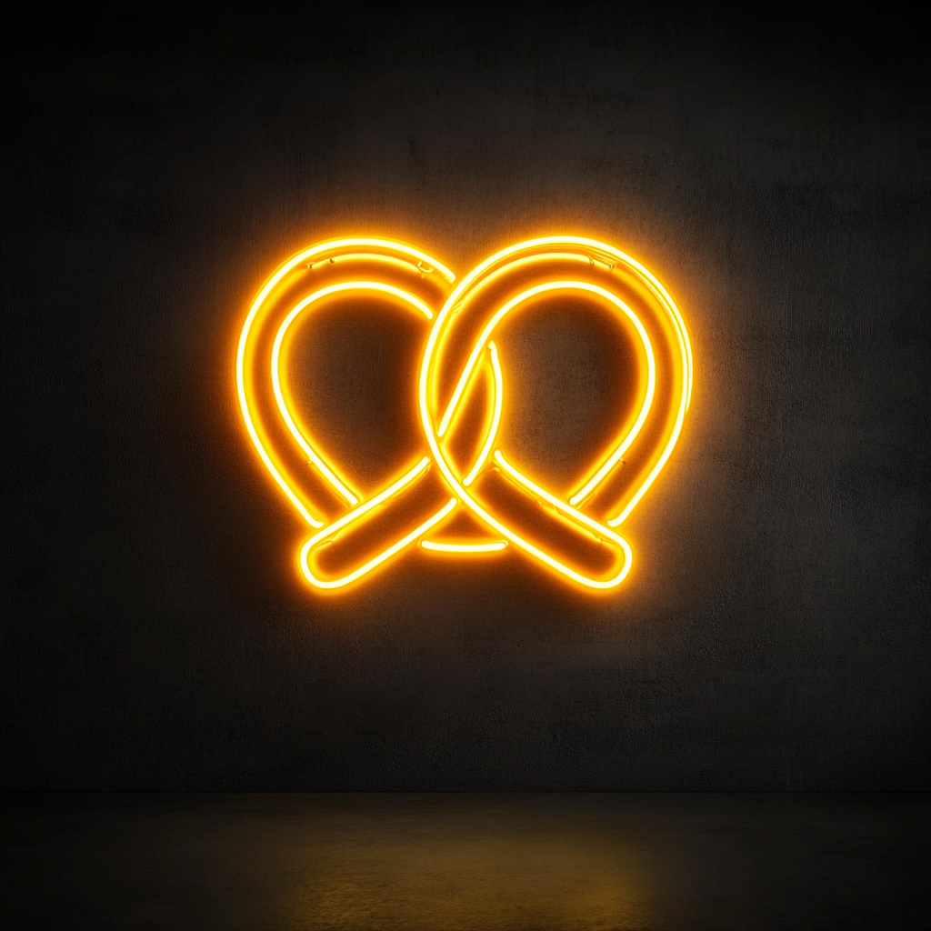 Pretzel - Yellow Neon Sign, 24 Inches