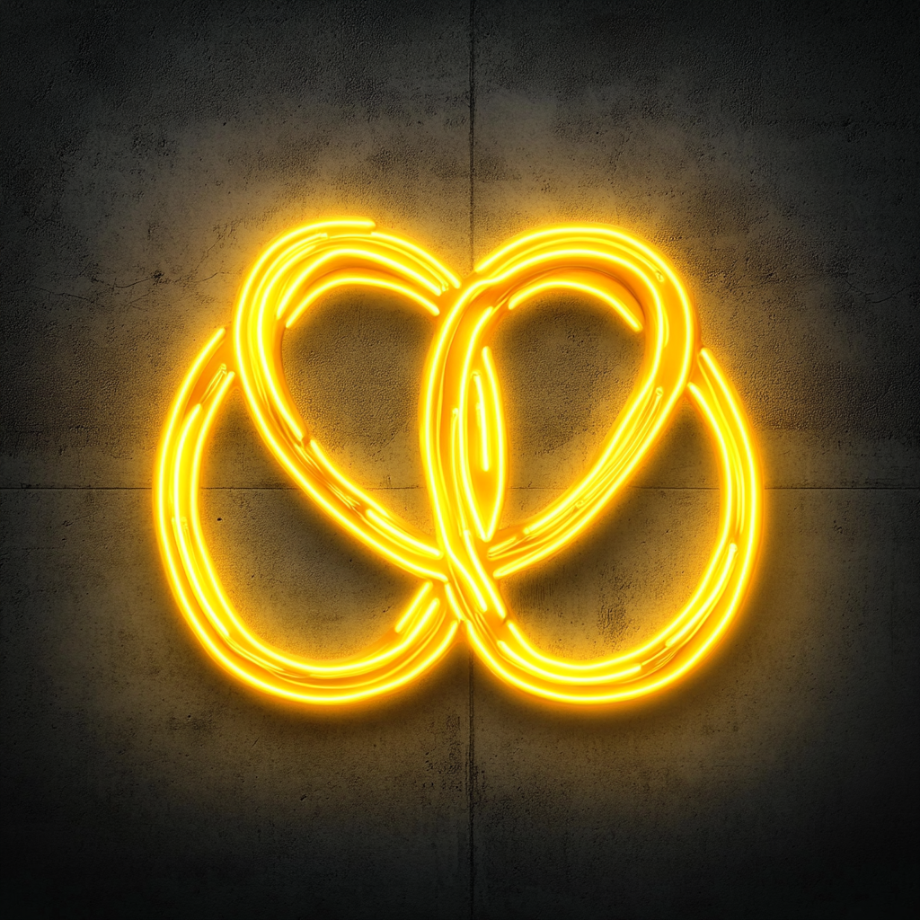 Pretzel - Yellow Neon Sign, 18 Inches