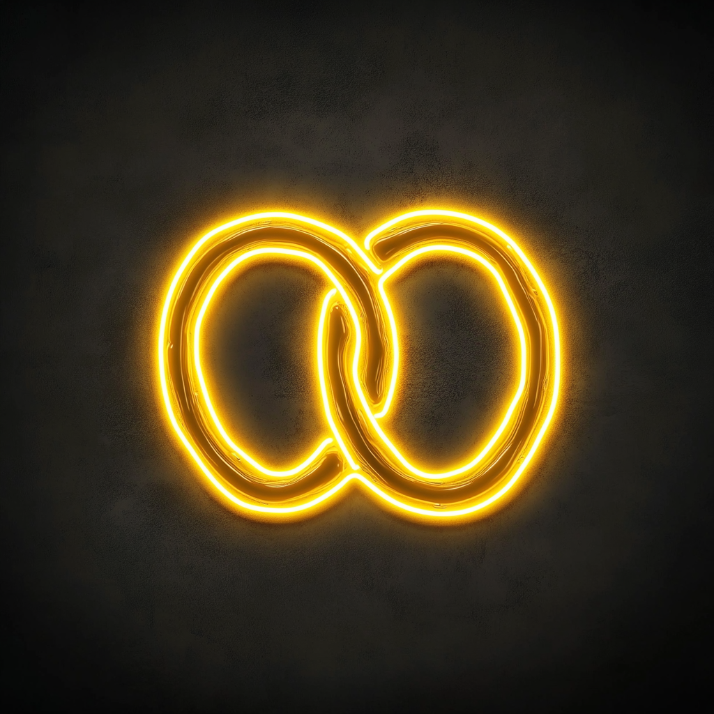 Pretzel - Yellow Neon Sign, 24 Inches