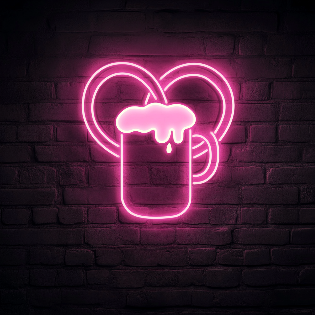 Pretzel with Beer Mug - Pink Neon Sign, 18 Inches