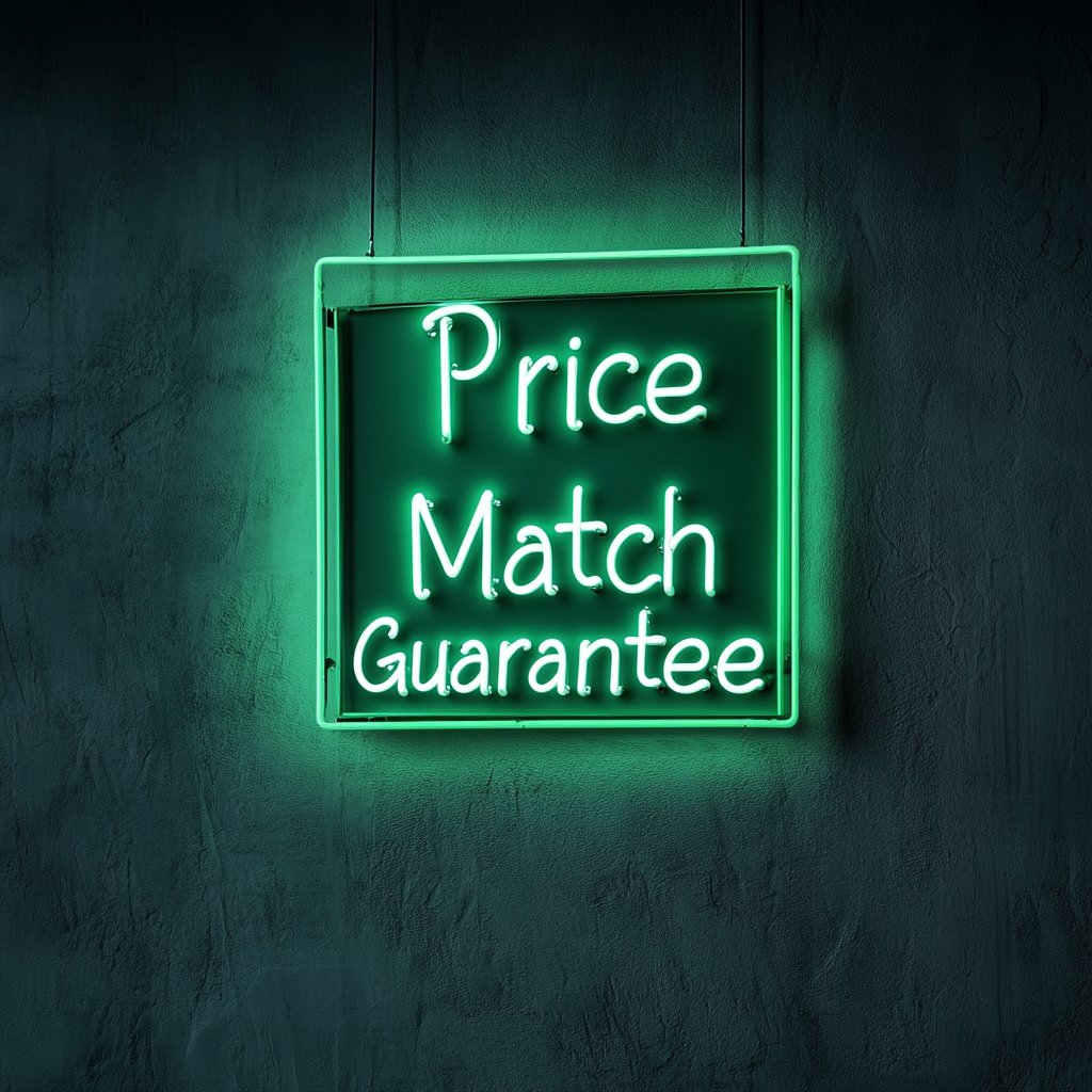 "Price Match Guarantee" - Green Neon Sign, 24 Inches