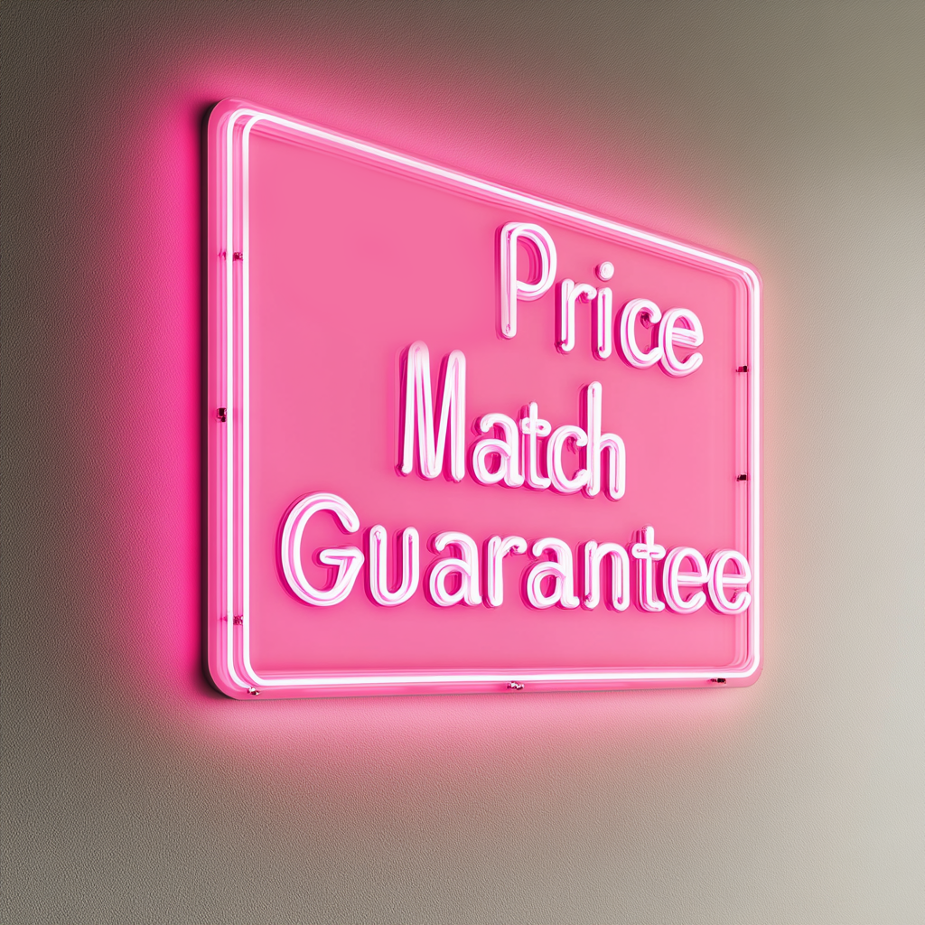 "Price Match Guarantee" - Pink Neon Sign, 24 Inches