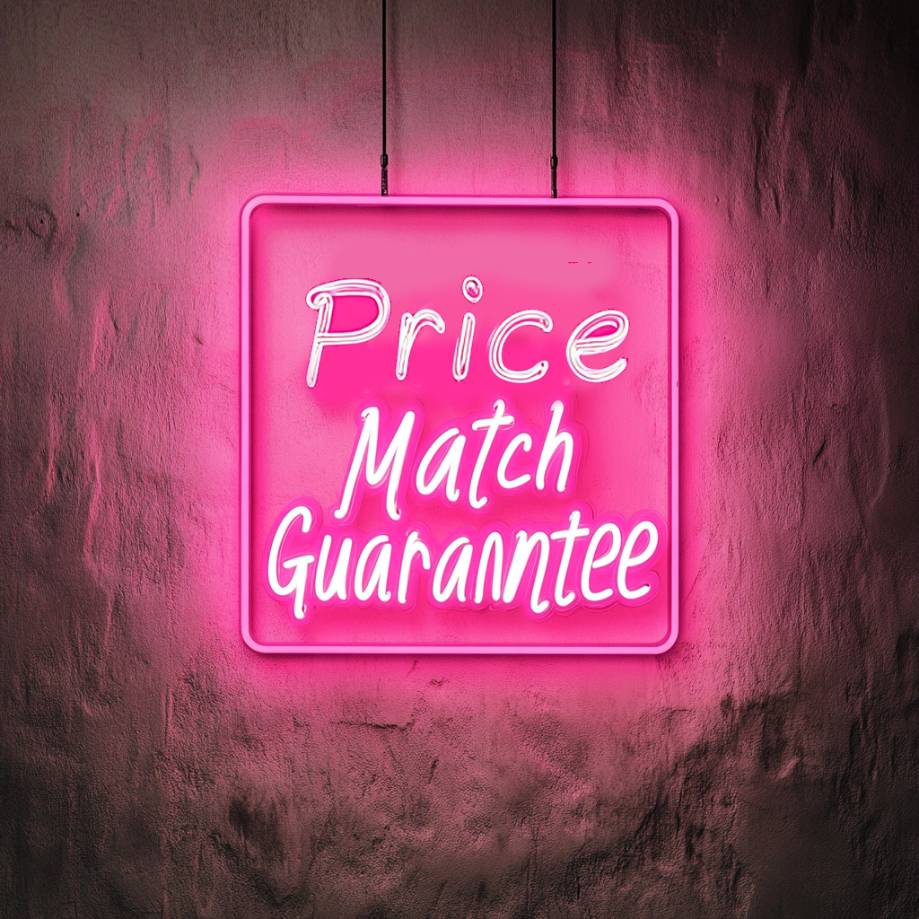 "Price Match Guarantee" - Pink Neon Sign, 24 Inches