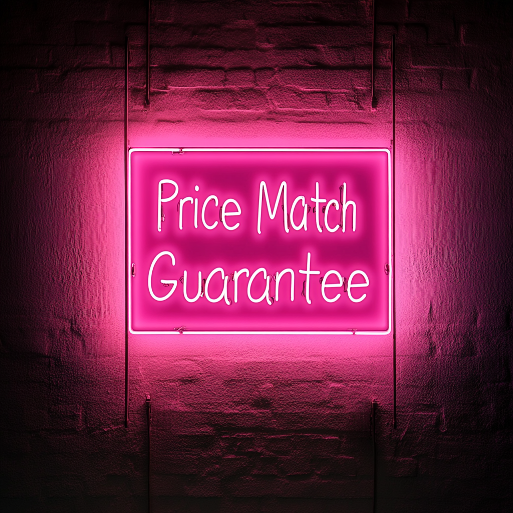 "Price Match Guarantee" - Pink Neon Sign, 24 Inches
