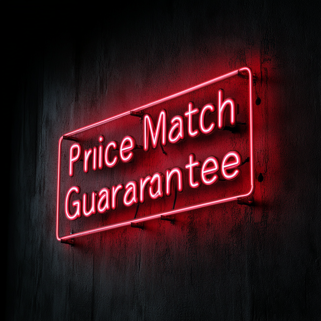 "Price Match Guarantee" - Red Neon Sign, 24 Inches