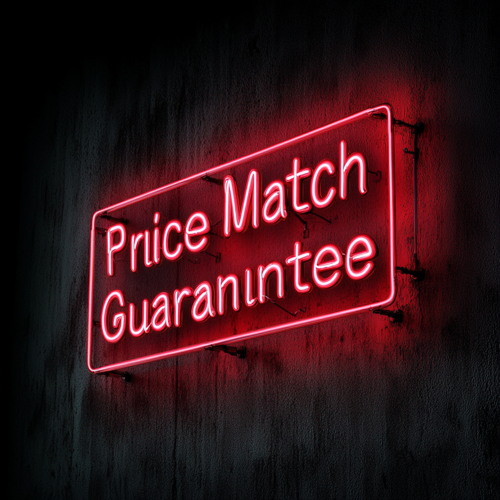 "Price Match Guarantee" - Red Neon Sign, 24 Inches
