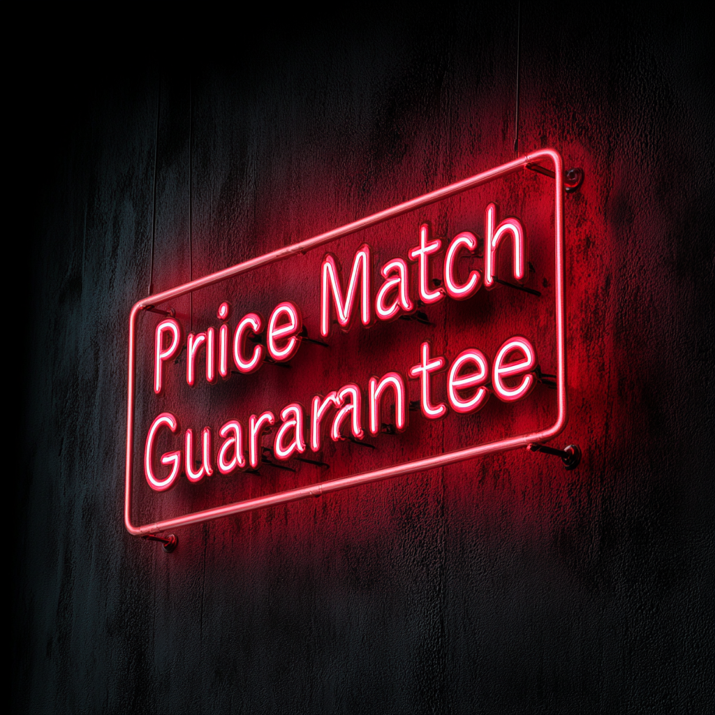 "Price Match Guarantee" - Red Neon Sign, 24 Inches