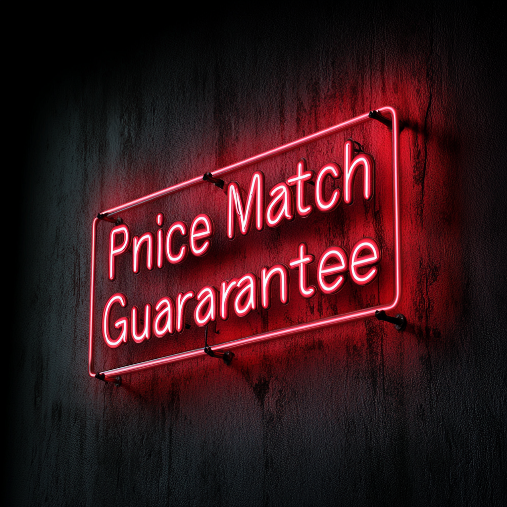 "Price Match Guarantee" - Red Neon Sign, 24 Inches
