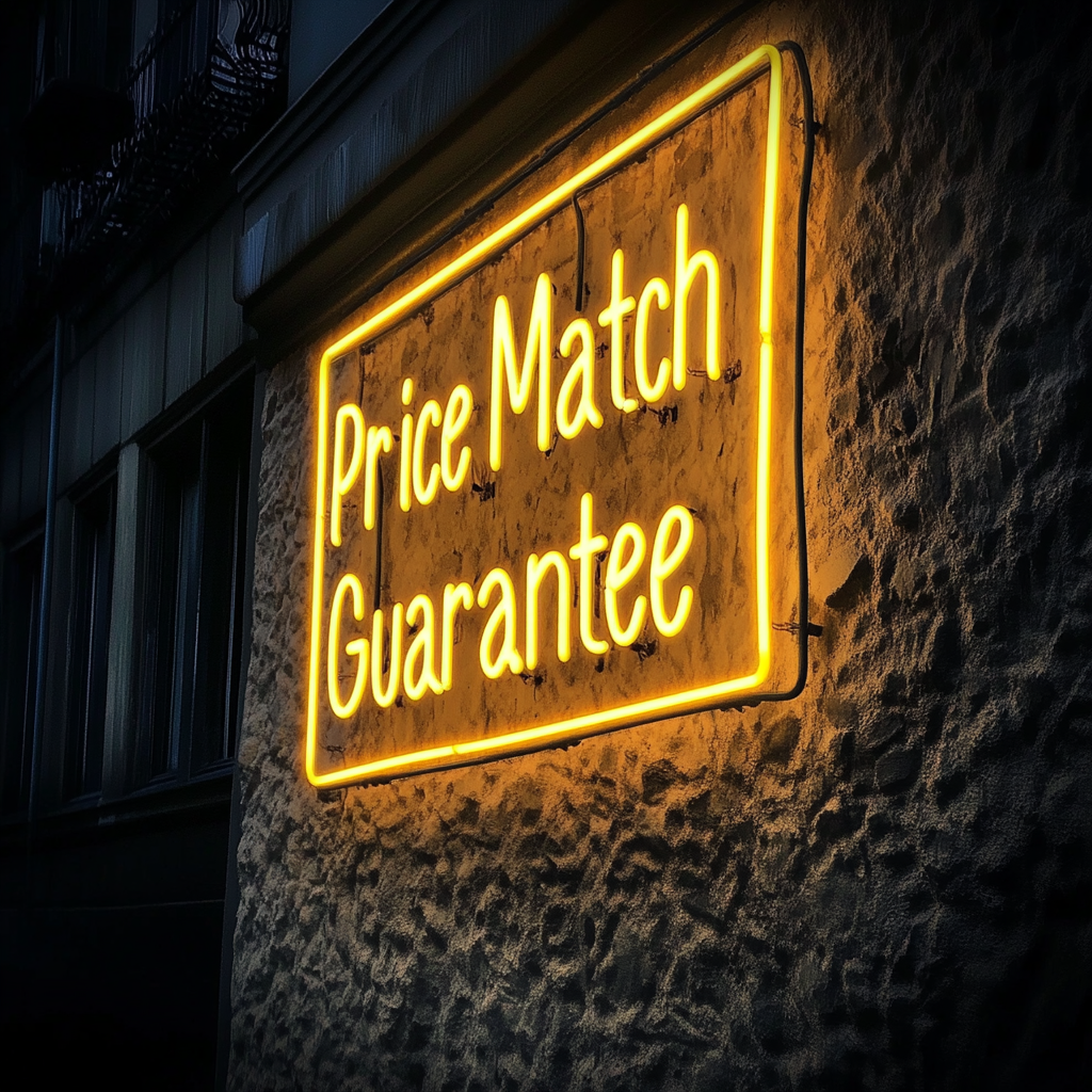 "Price Match Guarantee" - Yellow Neon Sign, 24 Inches