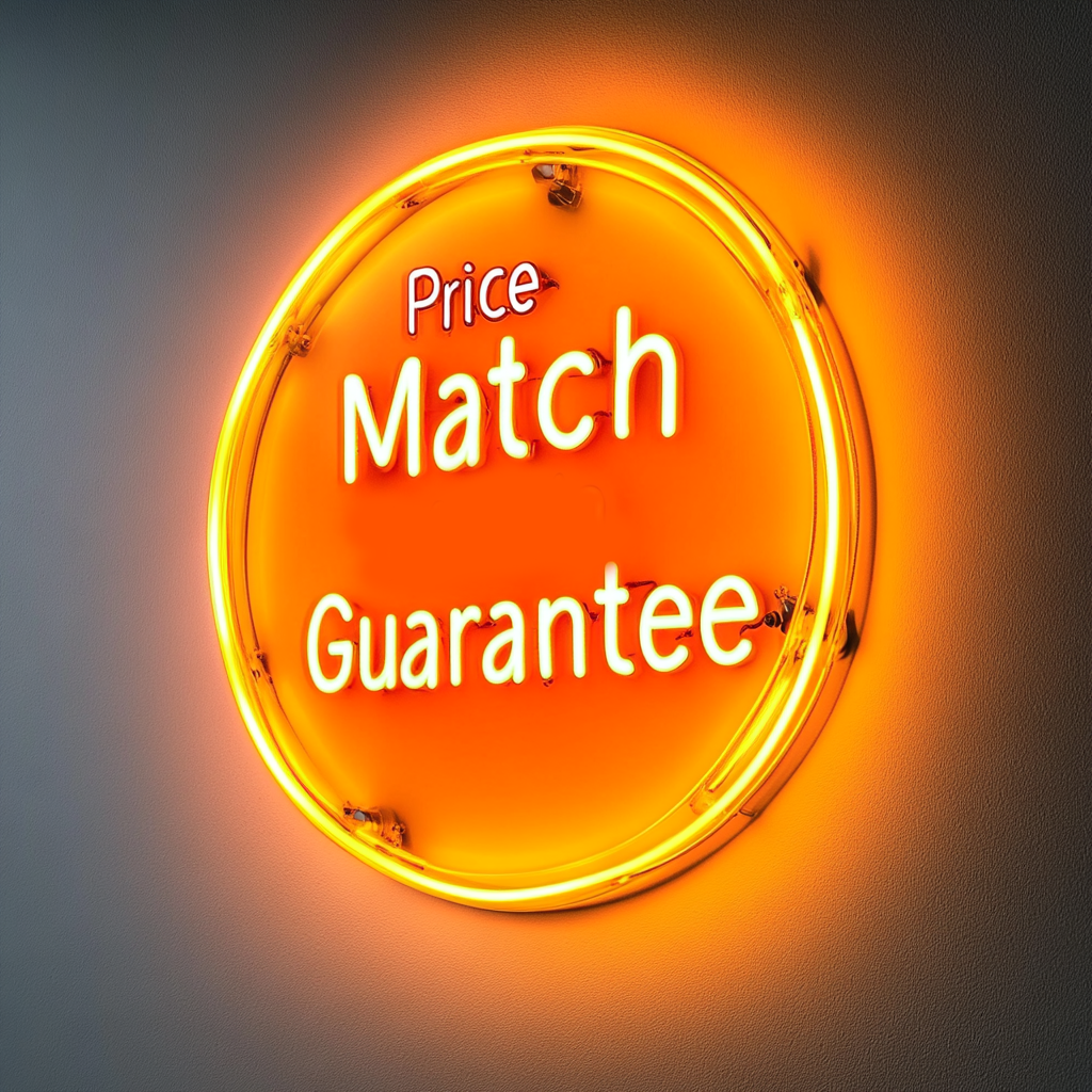 "Price Match Guarantee" - Yellow Neon Sign, 24 Inches