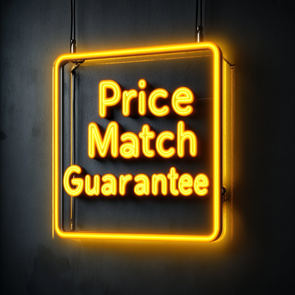 "Price Match Guarantee" - Yellow Neon Sign, 24 Inches