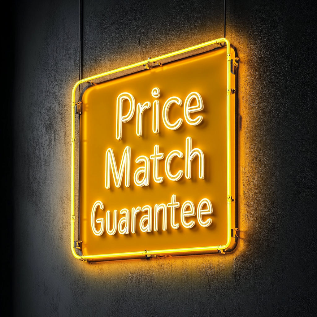 "Price Match Guarantee" - Yellow Neon Sign, 24 Inches