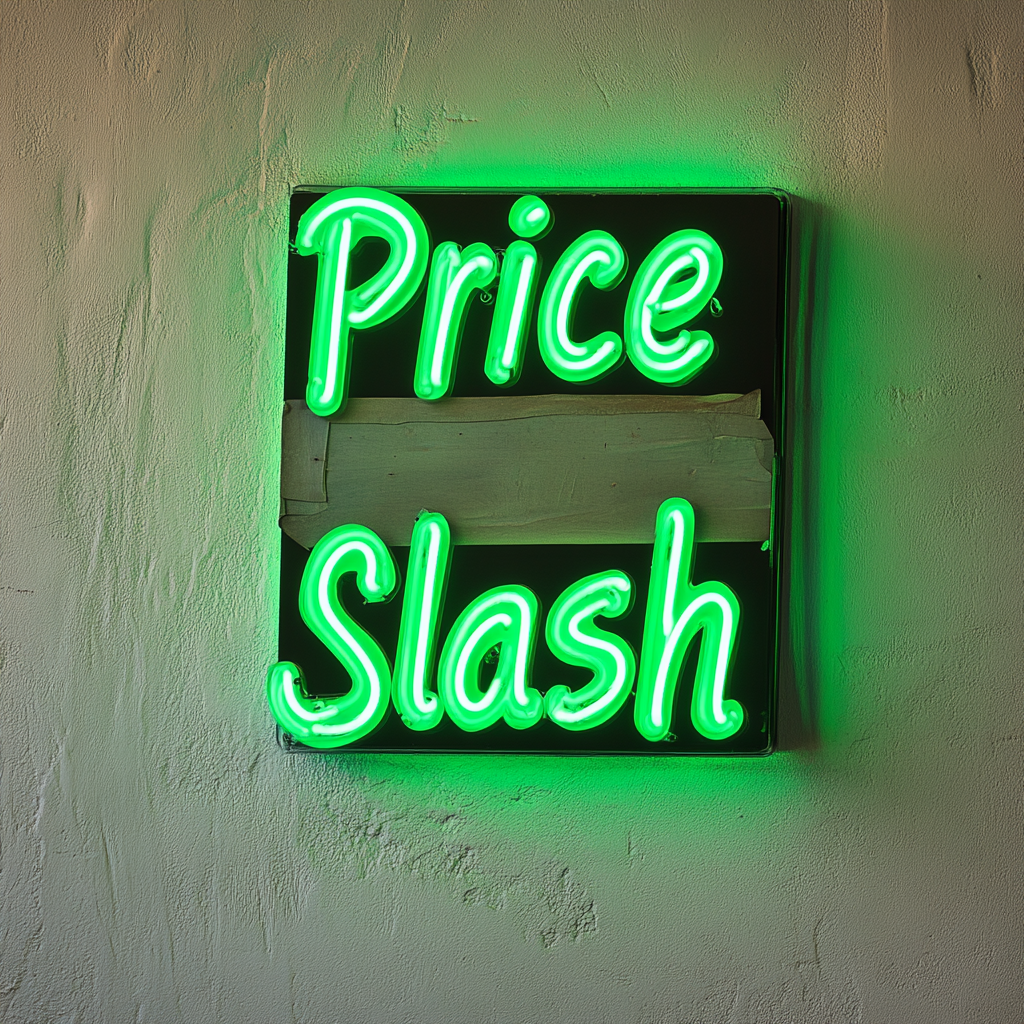 "Price Slash" - Green Neon Sign, 18 Inches