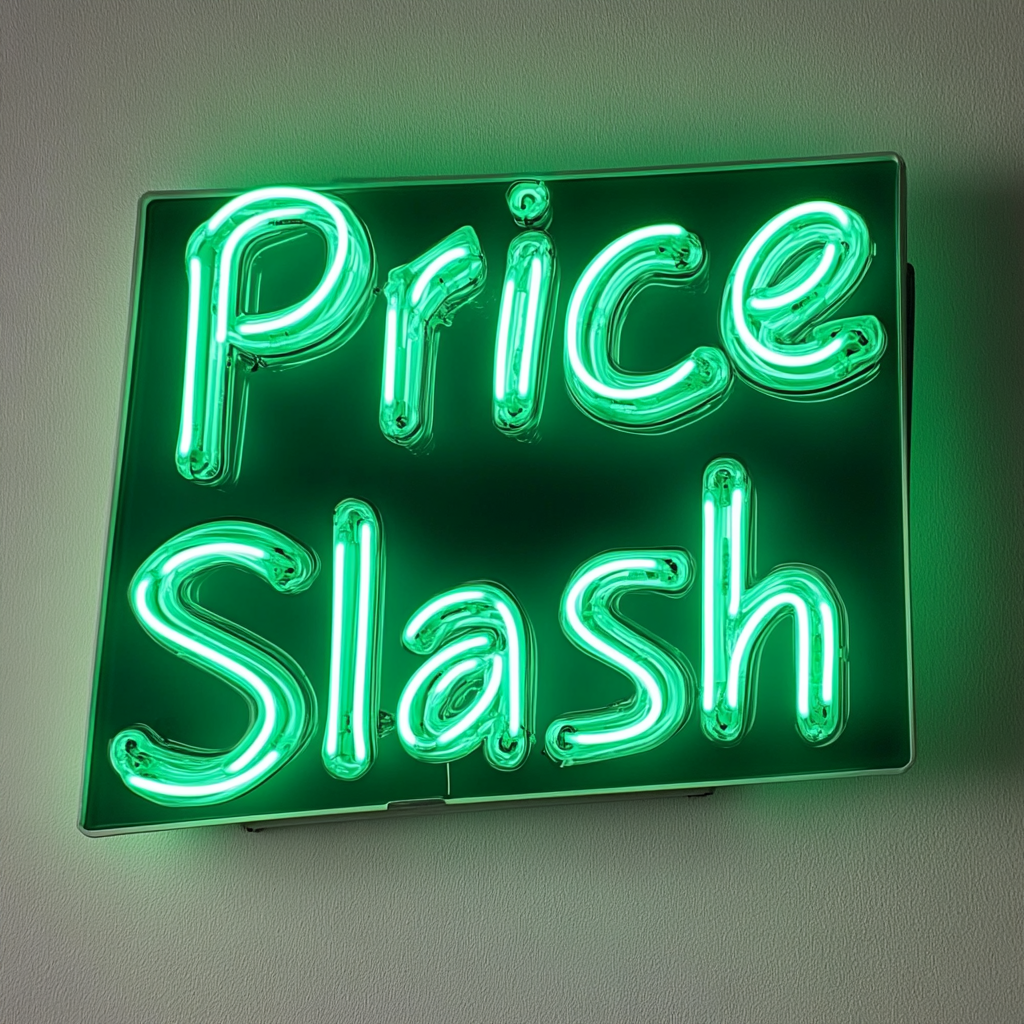 "Price Slash" - Green Neon Sign, 24 Inches
