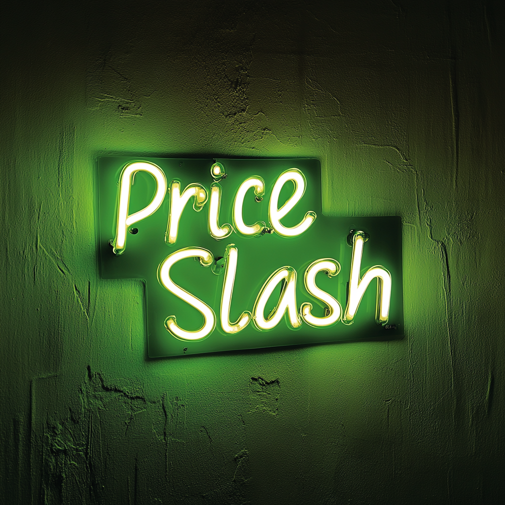 "Price Slash" - Green Neon Sign, 24 Inches