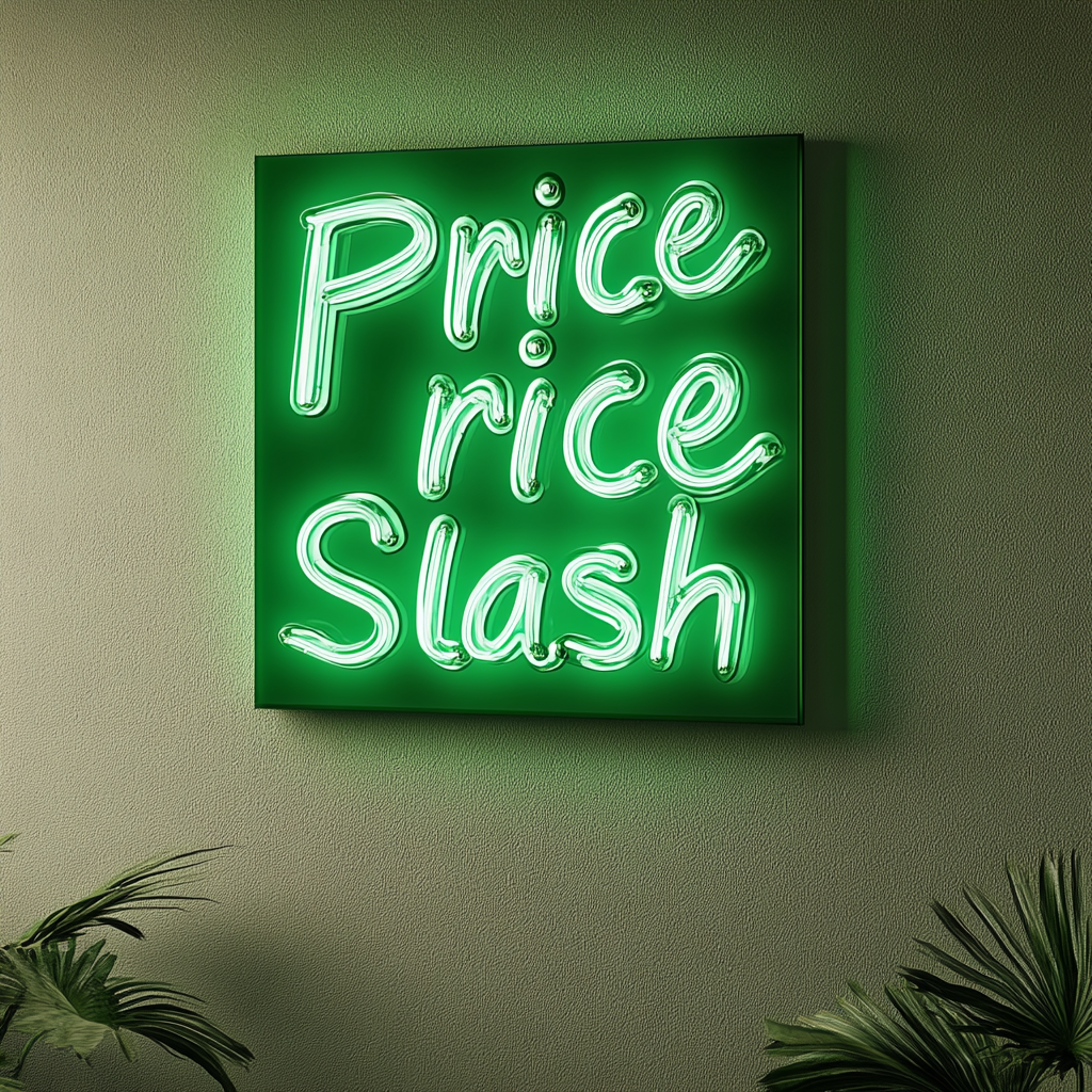 "Price Slash" - Green Neon Sign, 24 Inches
