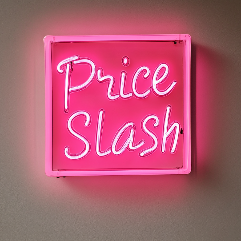 "Price Slash" - Pink Neon Sign, 24 Inches