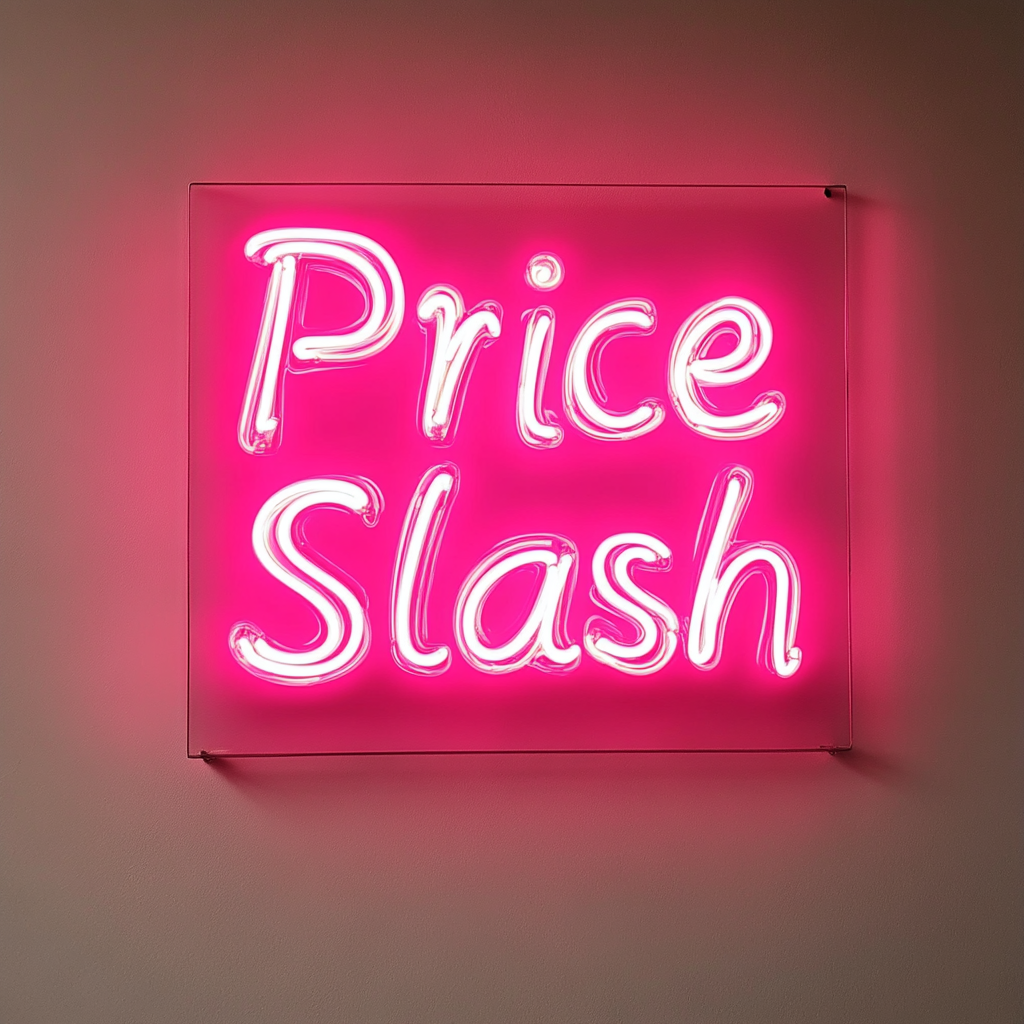 "Price Slash" - Pink Neon Sign, 24 Inches